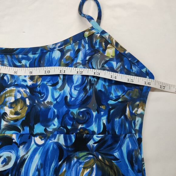 Vtg Byer Too! 90s Abstract Blue Floral Slip Dress Large Y2K Artsy Fairy Grunge - Picture 10 of 13